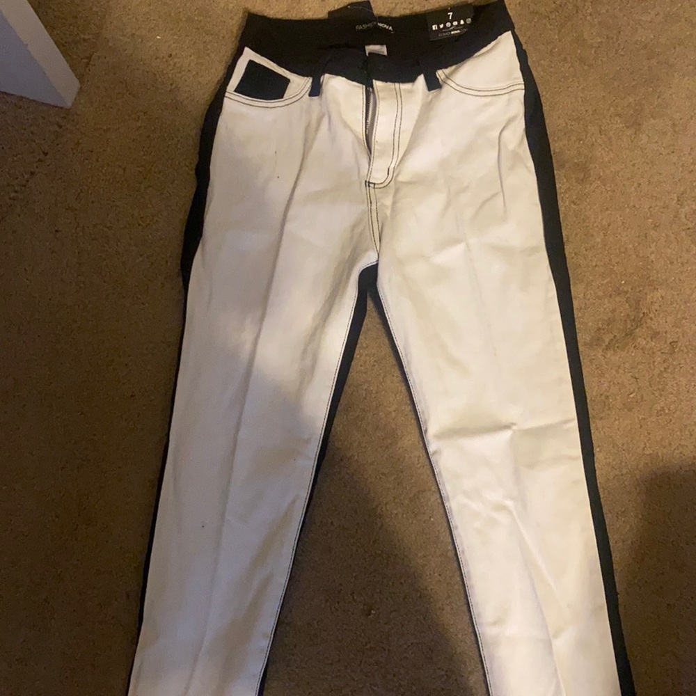 Fashion Nova black and white jeans